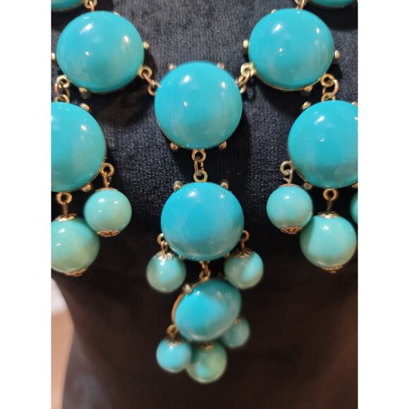 Women's Turquoise Beaded Statement Necklace With Lobster Clasp Lock Jewelry Gift - Picture 3 of 6